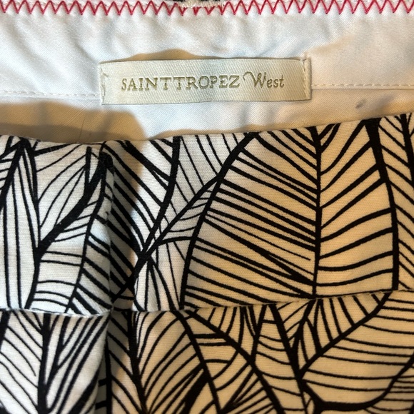 St.Tropez West Black and White Leaf Patterned Capri Pants - Picture 4 of 9